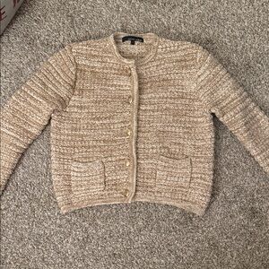 Amanda & Chelsea Tan Cardigan with Gold Buttons